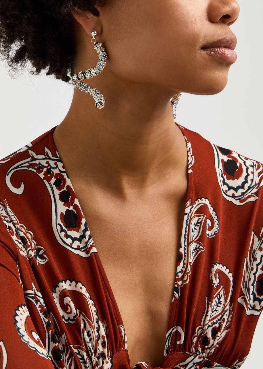  Pearl Octopuss.y Viper Crystal-embellished Silver-plated Drop Earrings - Black And Silver - One Size 