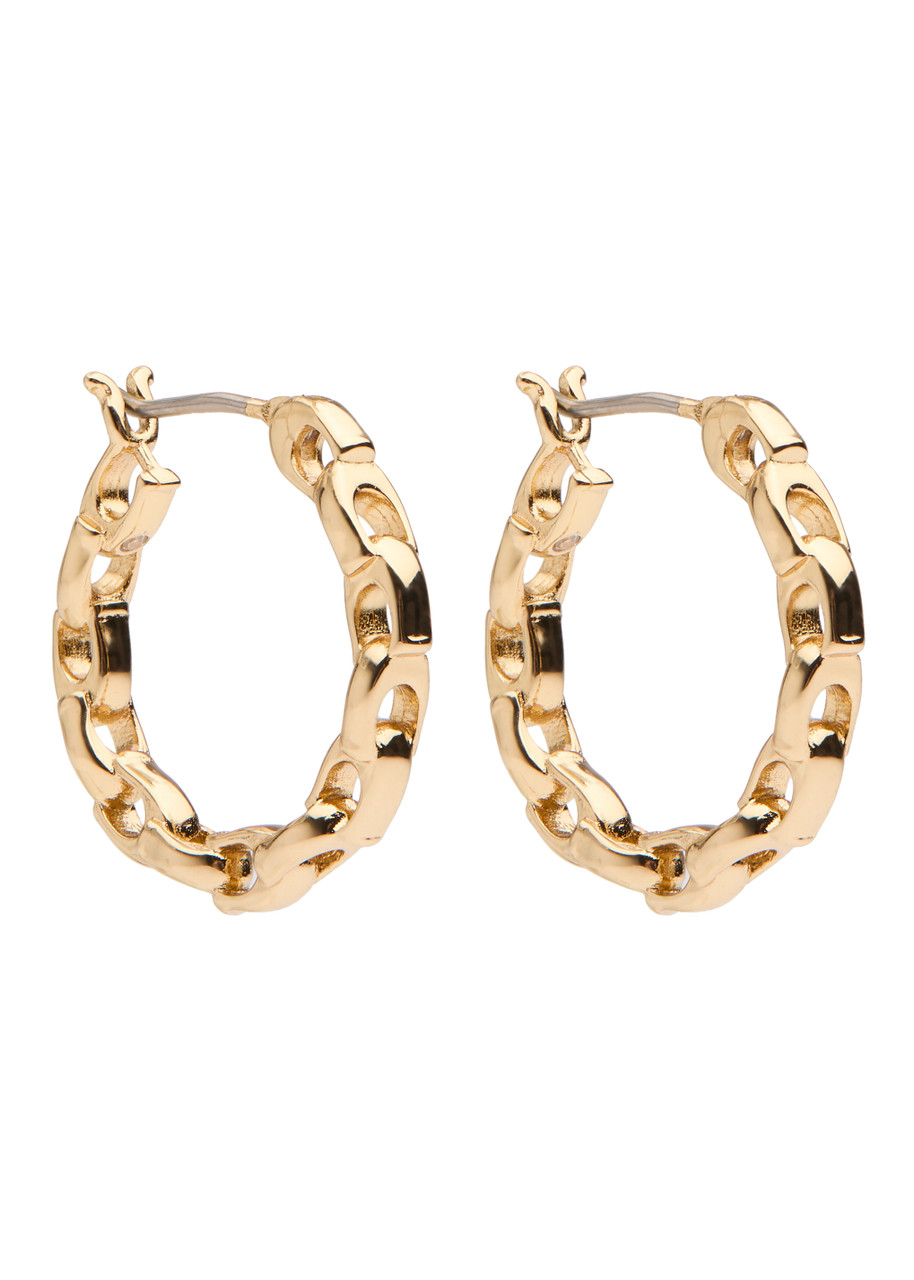 Coach Logo-chain Hoop Earrings - Gold - One Size