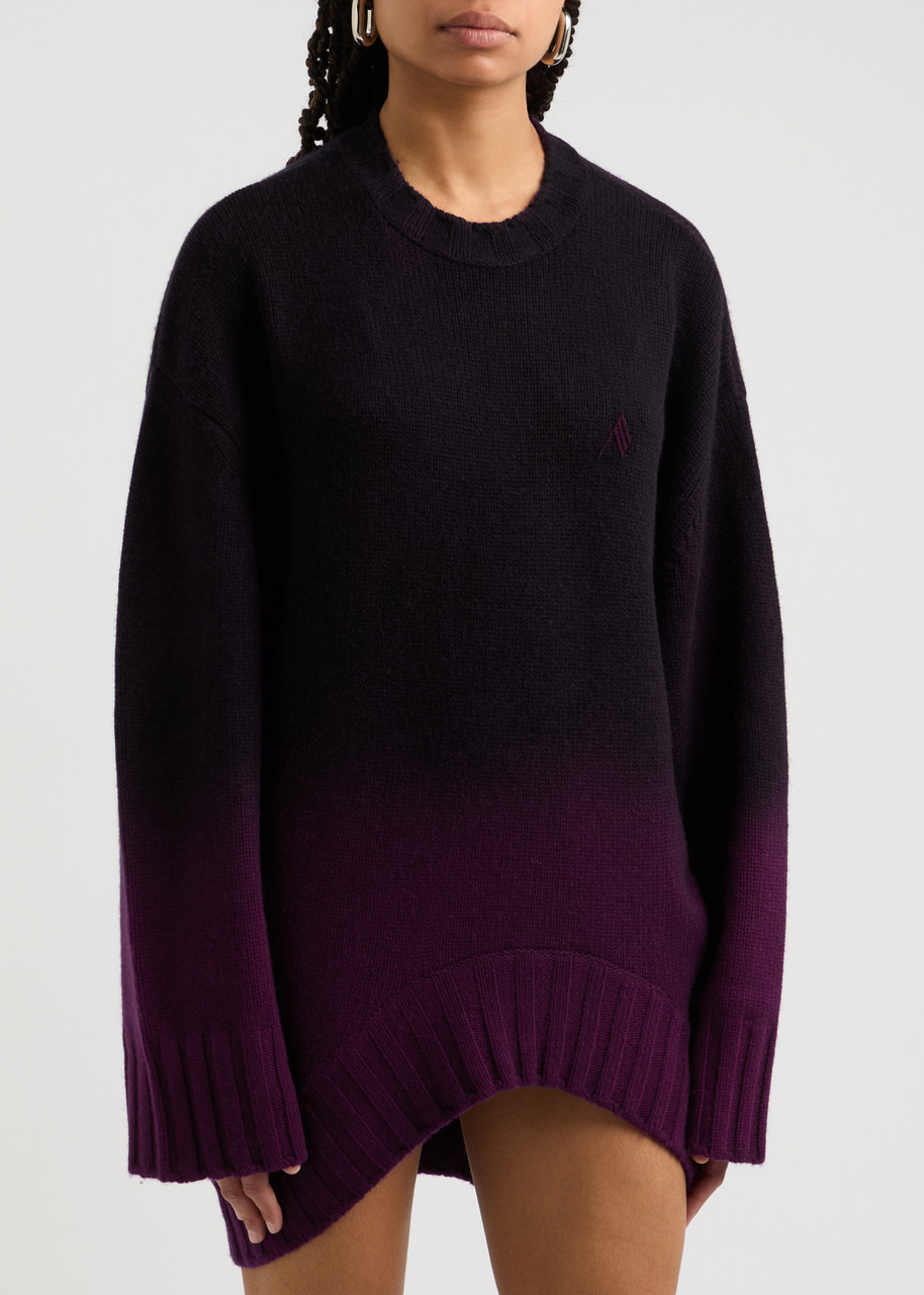 Attico Oversized Ombre Sweater Dress In Purple