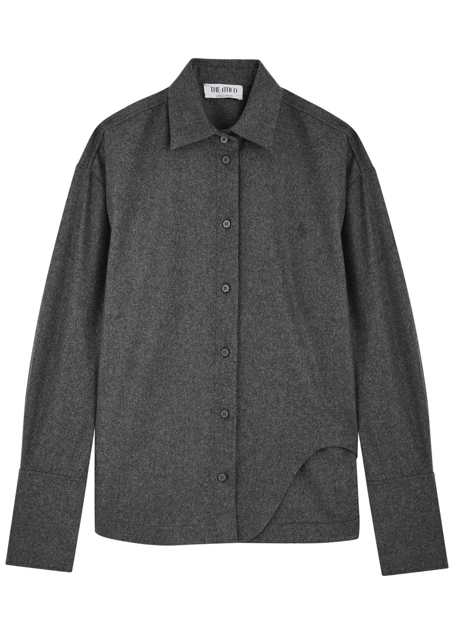 Attico Dark Grey Wool Blend Eliza Shirt In Grey