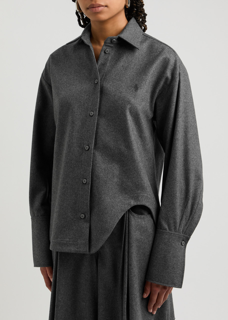 Attico Dark Grey Wool Blend Eliza Shirt In Grey