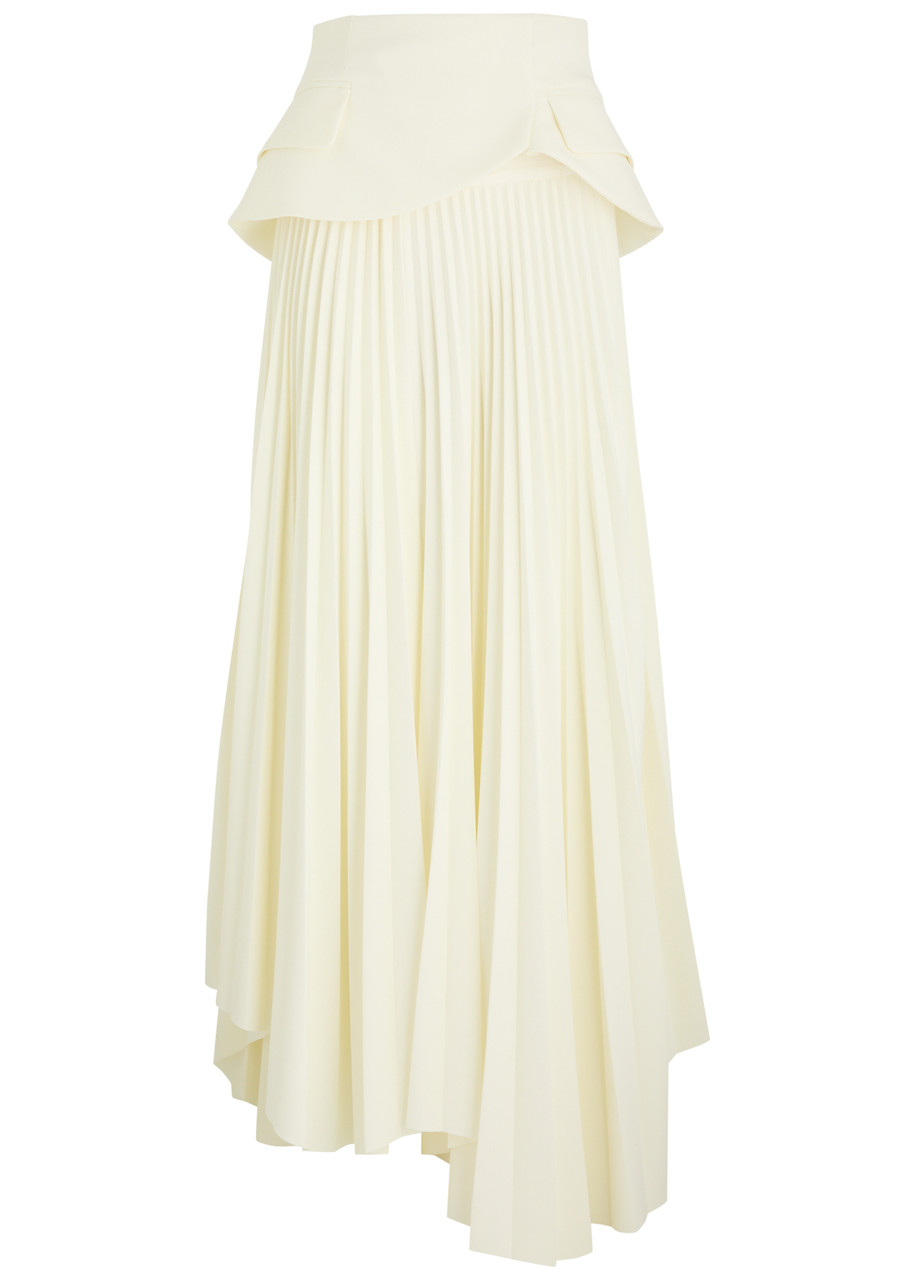 A.W.A.K.E Mode Layered Pleated Maxi Skirt - Ivory - 36 (UK8 / S)