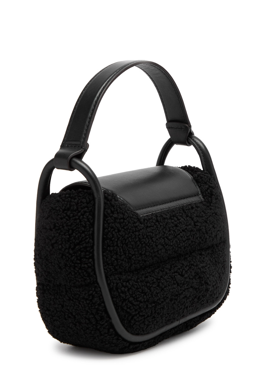 Moncler Tiarna Mini Faux Shearling Cross-body Bag In Black