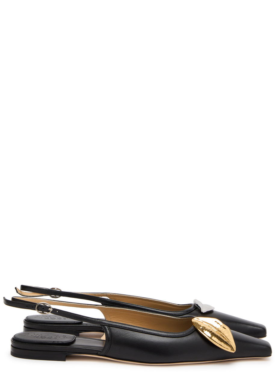 A.w.a.k.e. A.w.a.k.e Mode Amanda Kiss Leather Slingback Flats In Black