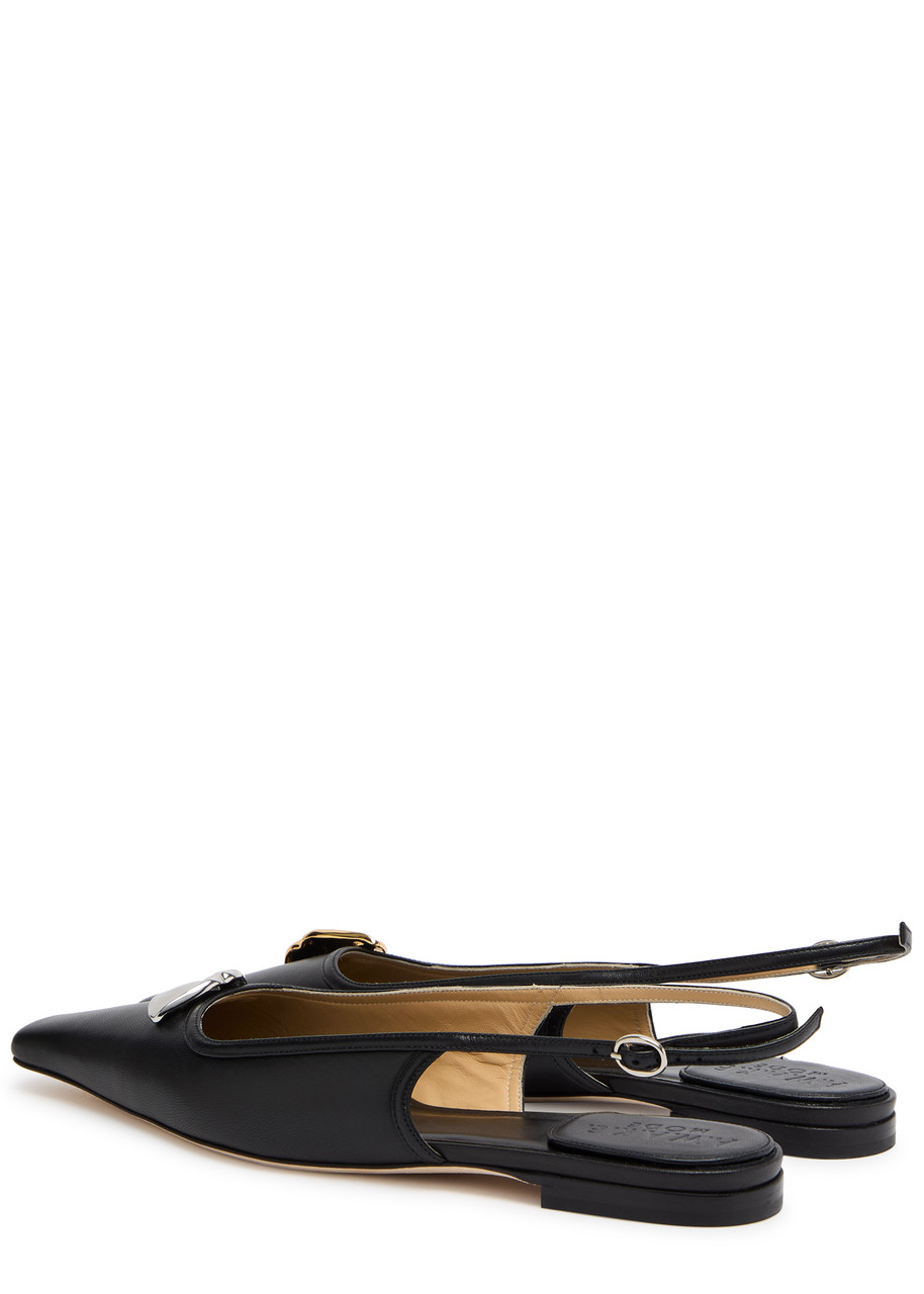 A.w.a.k.e. A.w.a.k.e Mode Amanda Kiss Leather Slingback Flats In Black
