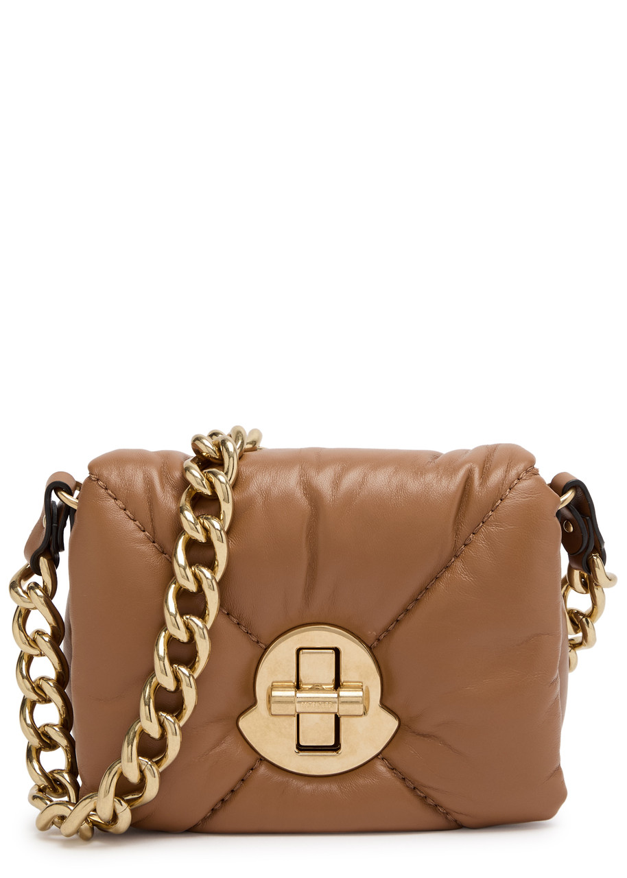 Moncler Puf Mini Quilted Leather Shoulder bag - Brown - One Size