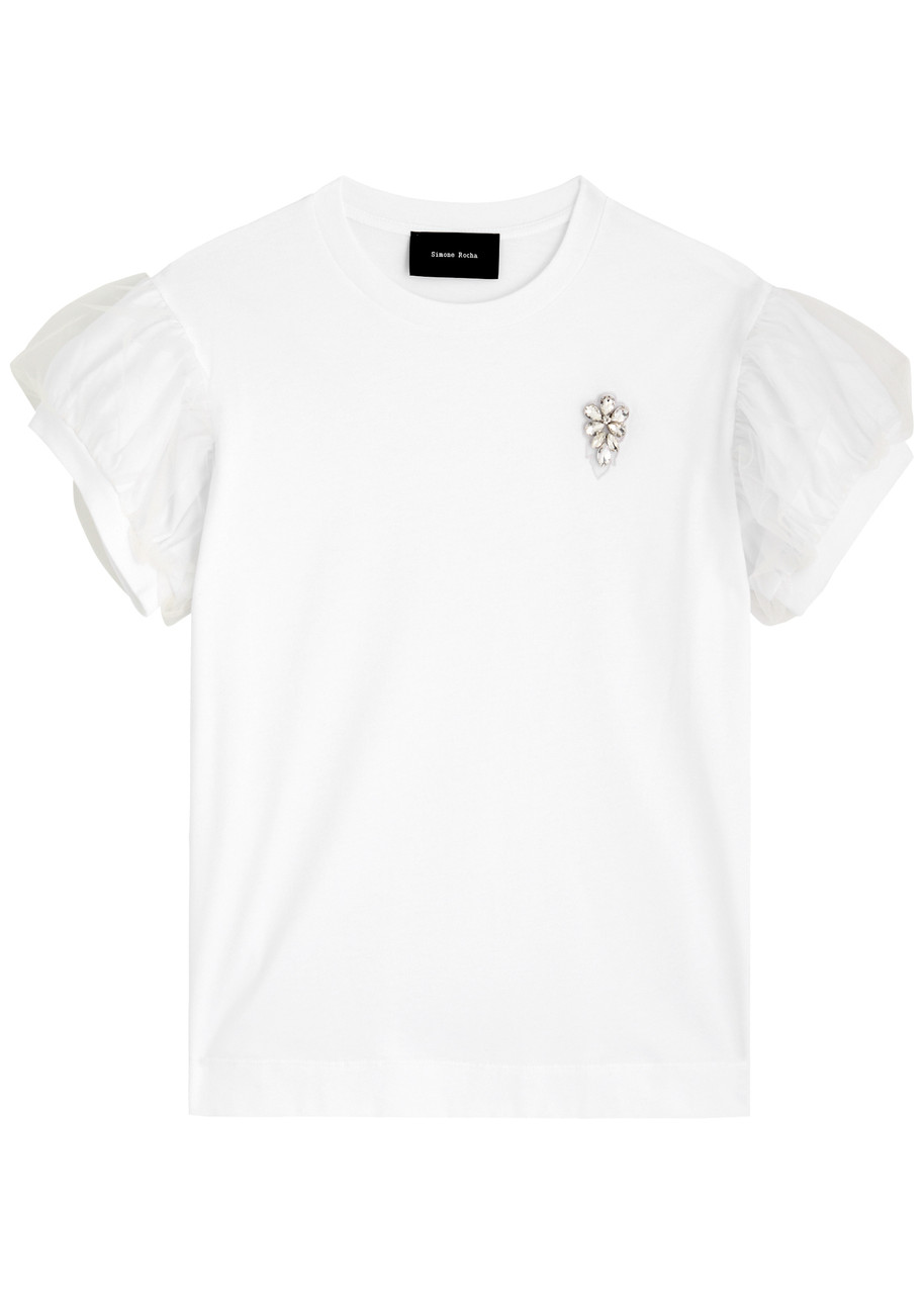 Simone Rocha Crystal-embellished Cotton T-shirt - White - S (UK8-10 / S)