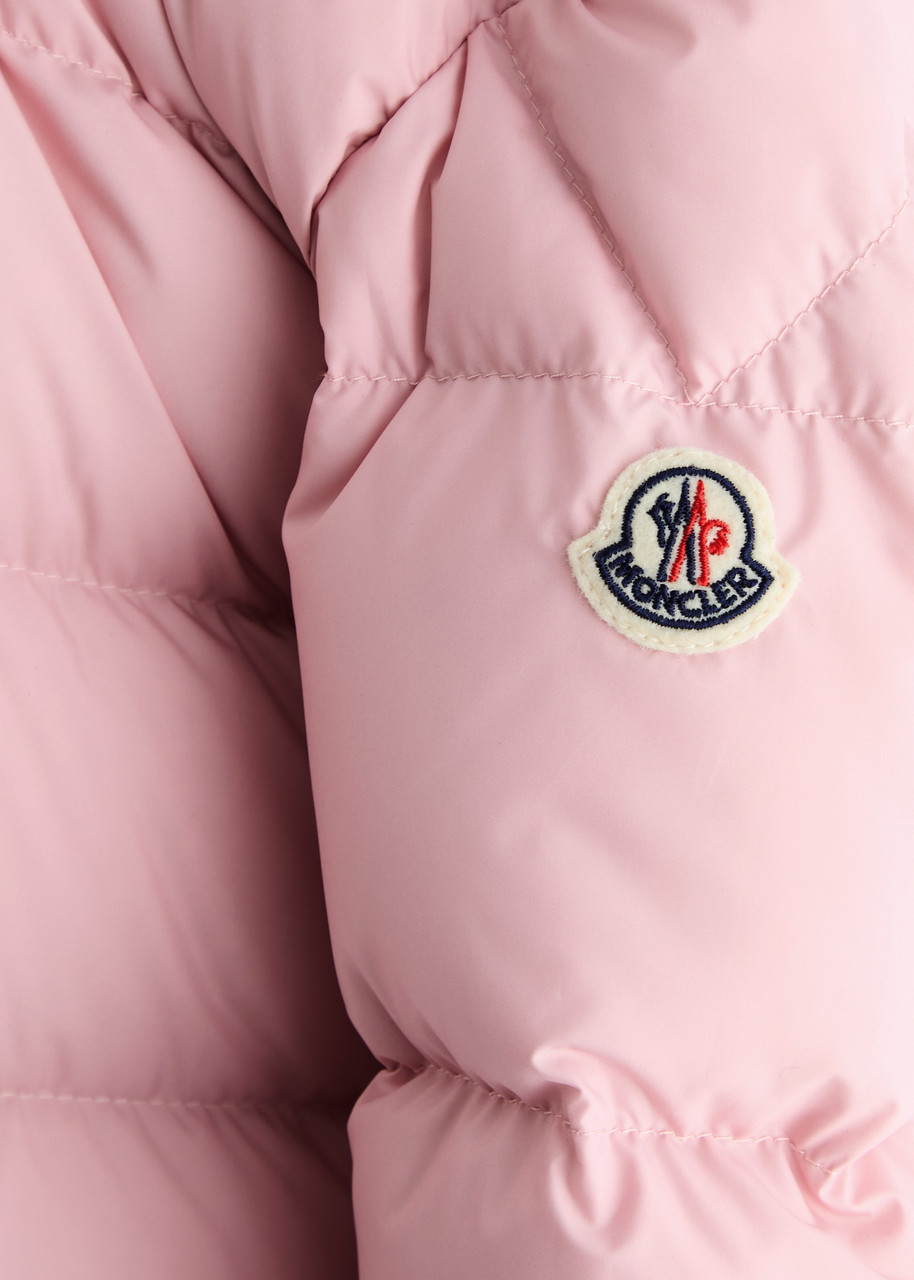 Moncler Sharon Pink Down Jacket With Logo Patch In Tech Fabric Baby In Pink