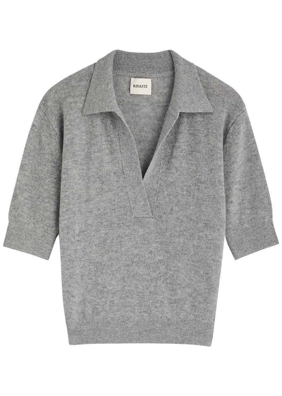 Khaite Shrunken Jo Cashmere Blend Sweater In Grey