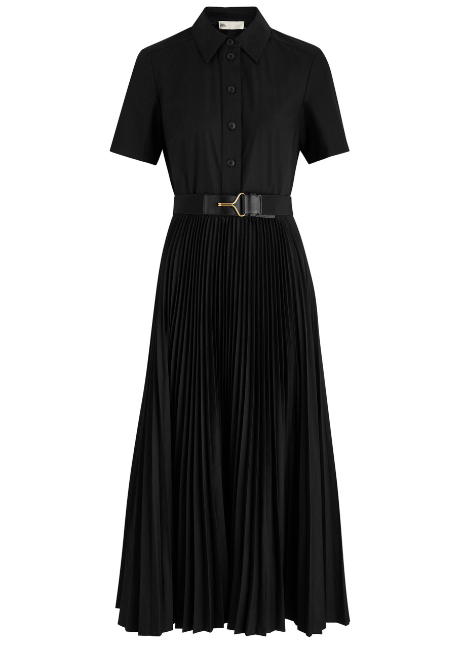 Tory Burch Pleated Cotton-poplin Shirt Dress - Black