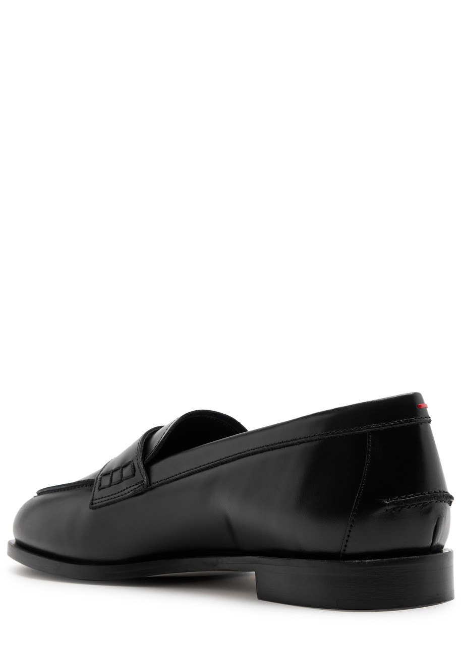 Aeyde Oscar Penny-slot Loafers In Black Brushed Leather In Black