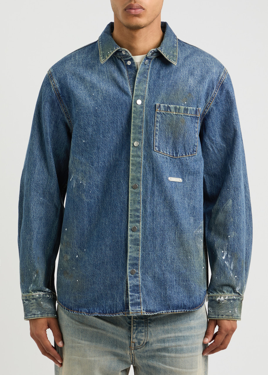 Helmut Lang Distressed Denim Overshirt - Indigo - 44 (it44 /xs) 