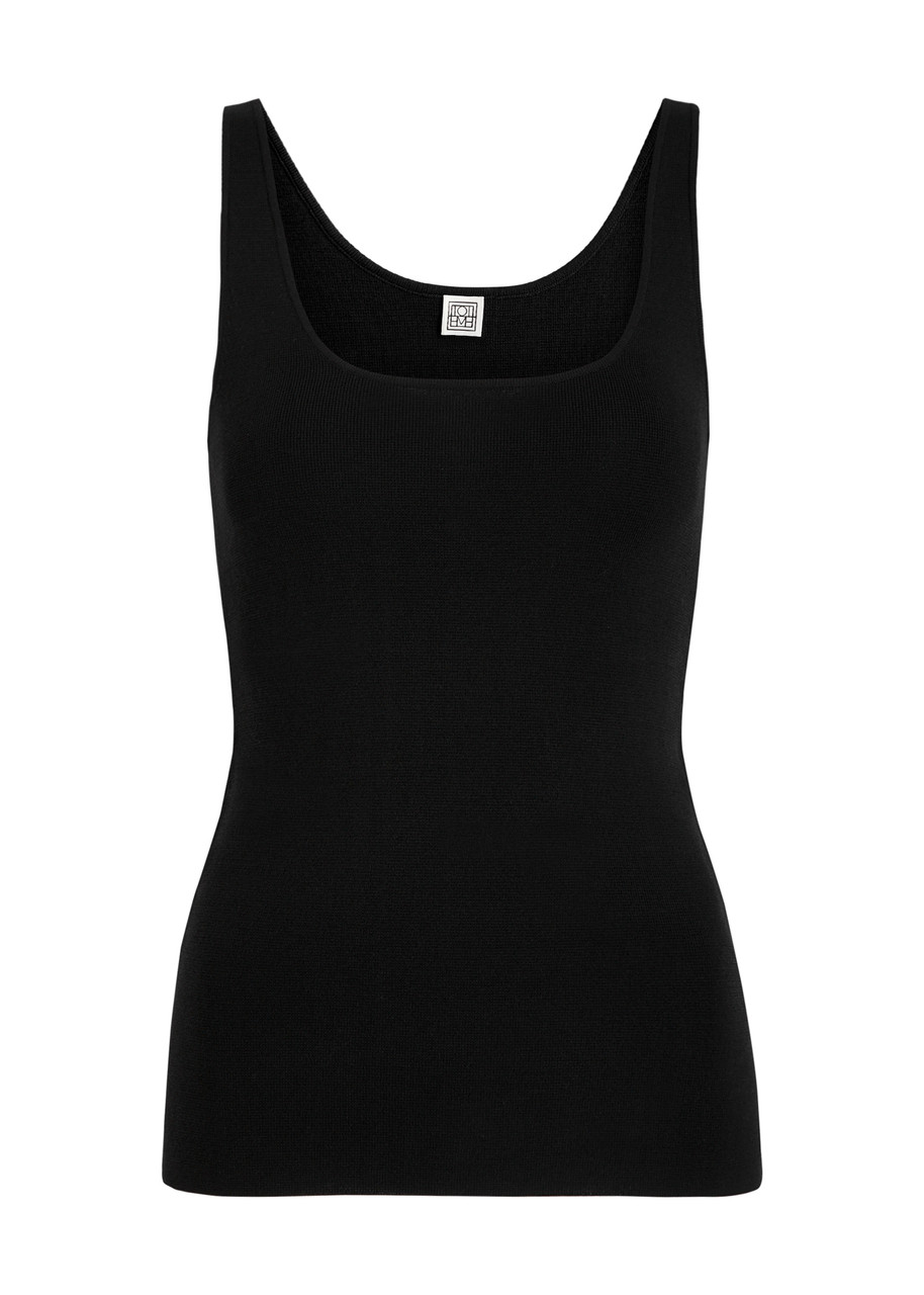 Totême Rib Knit Cotton Tank Top In Black