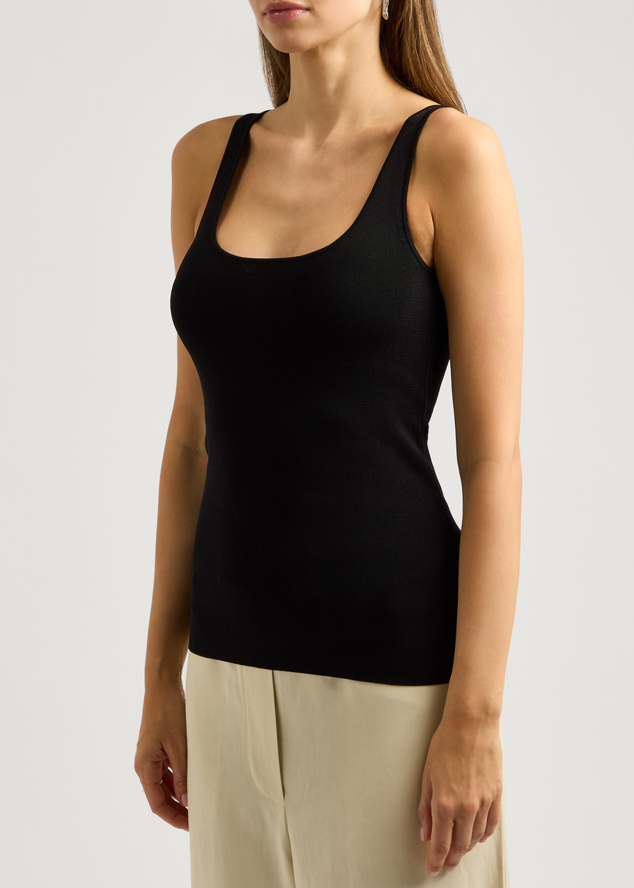 Totême Rib Knit Cotton Tank Top In Black