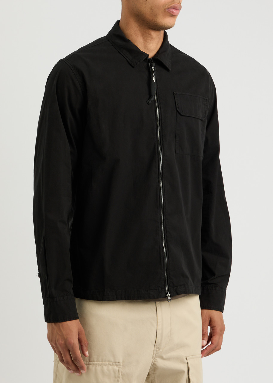 C.p. Company C.p.company Organic Gabardine Zipped Utility Overshi In Black