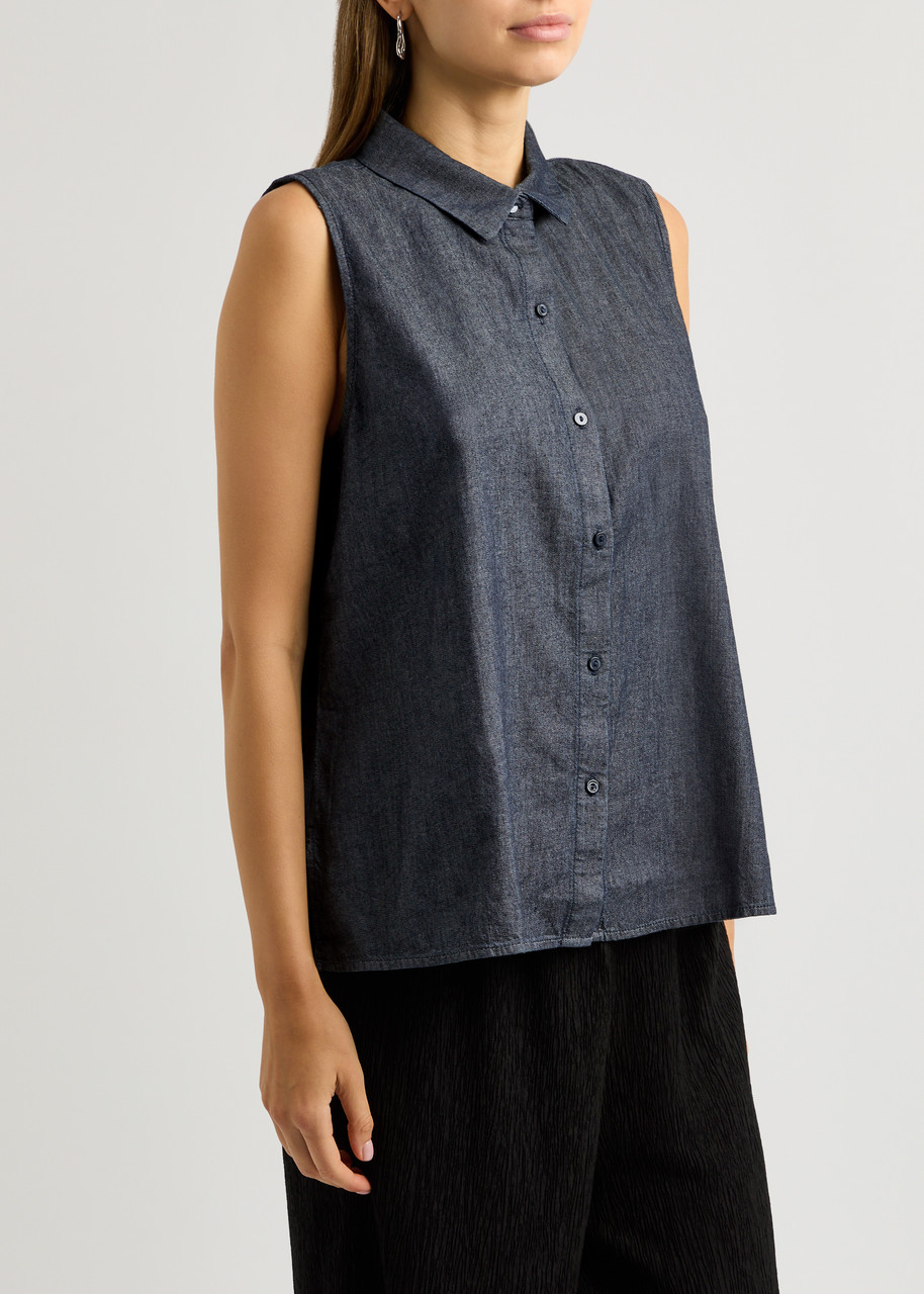Eileen Fisher Classic Collar Shirt In Denim