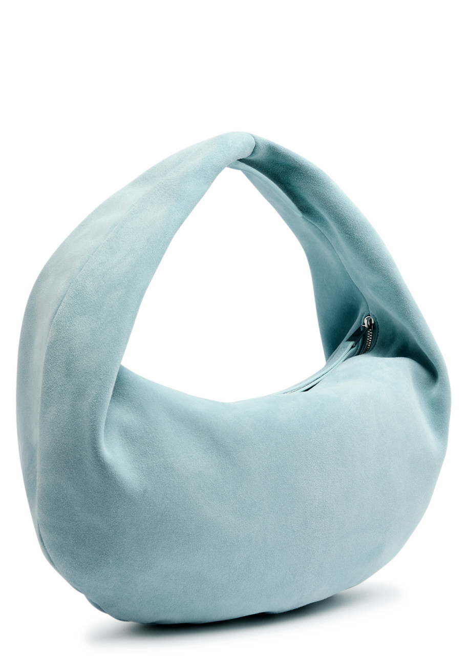 Khaite Olivia Medium Suede Top Handle Bag In Light Blue