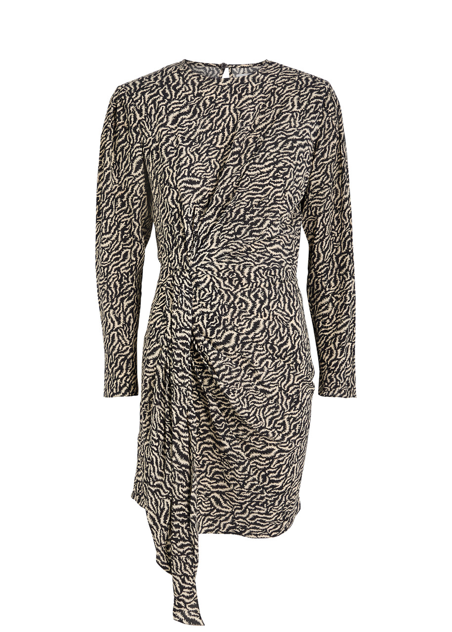 Isabel Marant étoile Dulce Printed Draped Mini Dress - Black