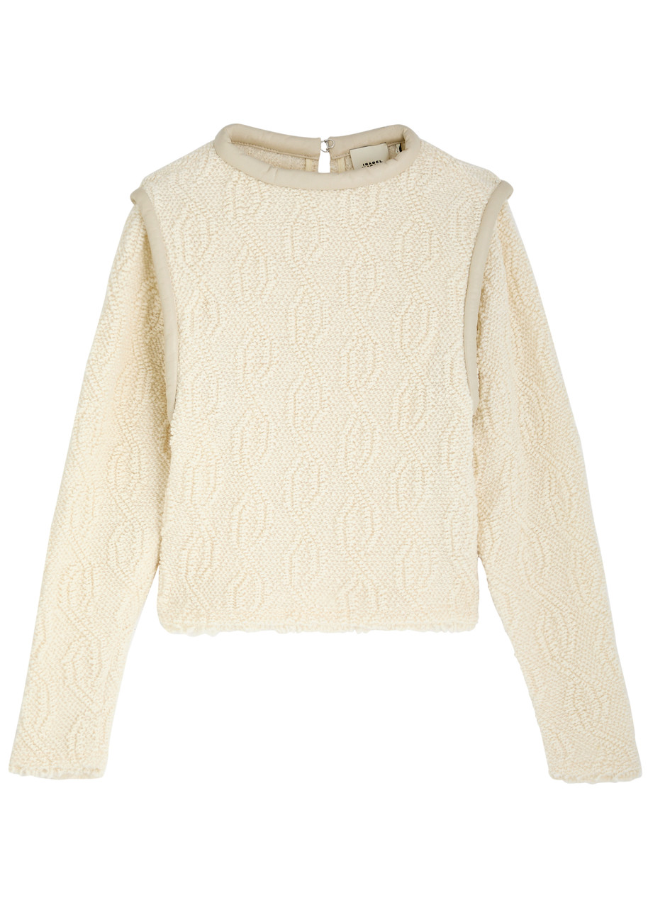 Isabel Marant Ladiva Leather-trimmed Wool-blend Jumper - Ecru - 36 (UK8 / S)