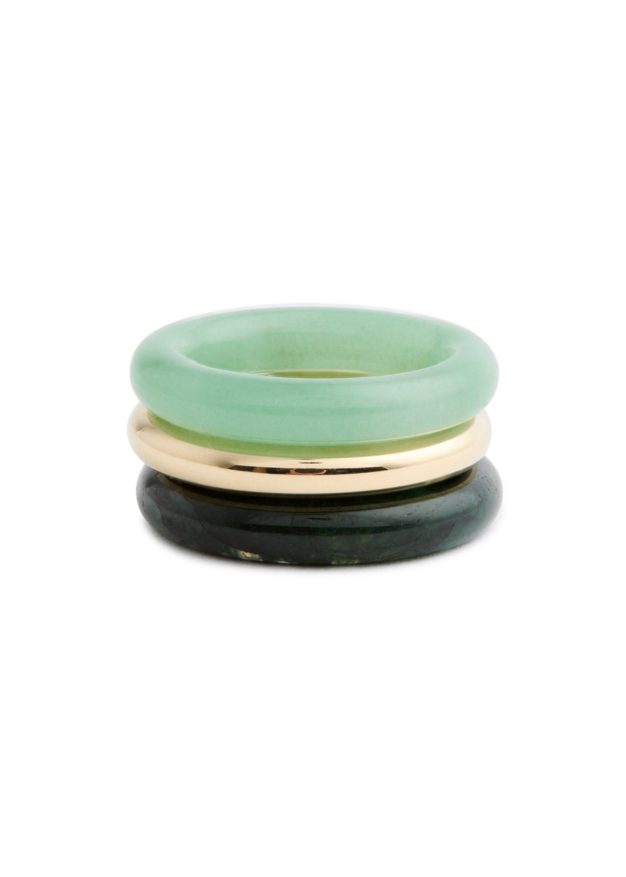  By Pariah Stone Trilogy Stack Rings - Set Of Three - Gold 