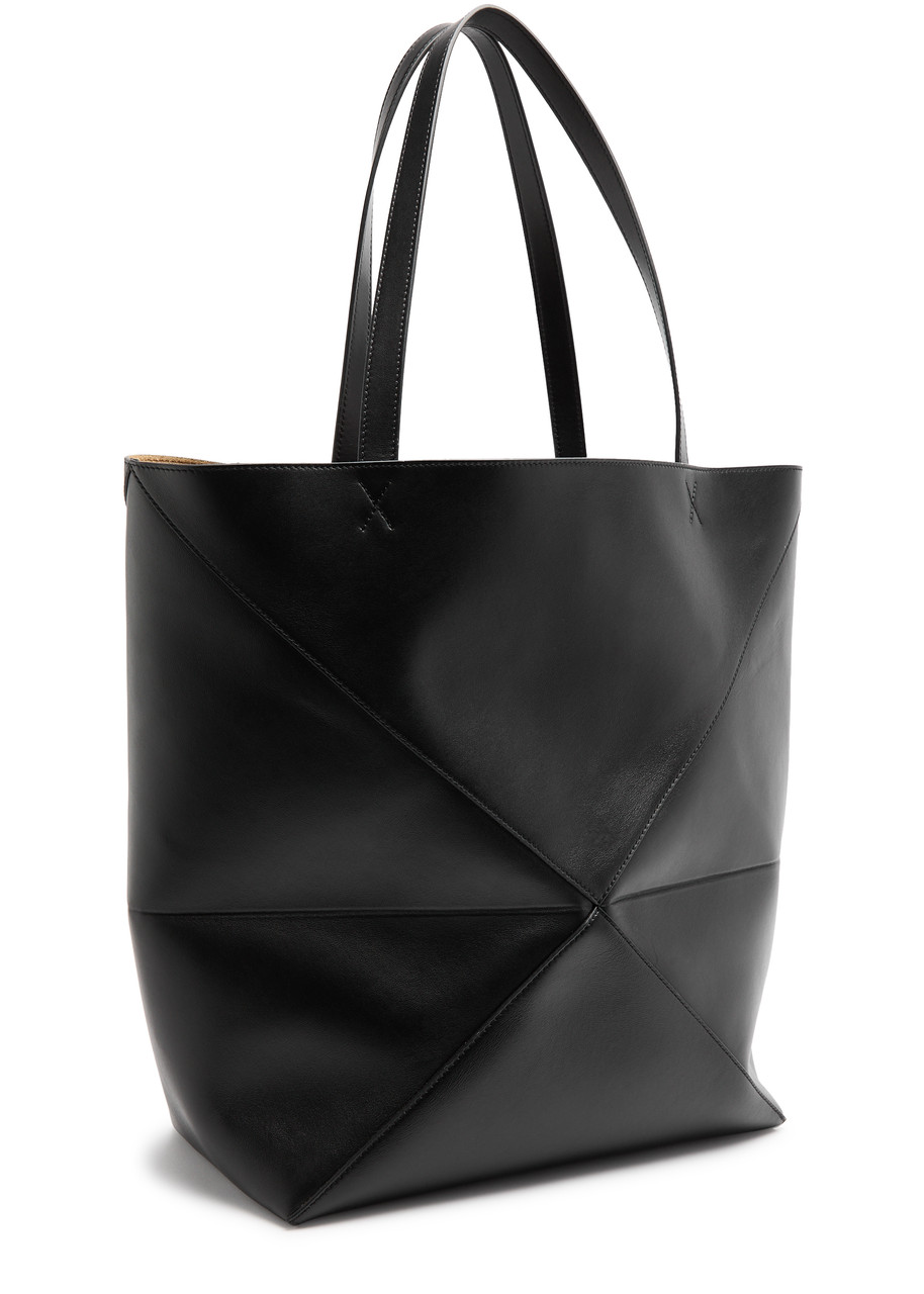 Loewe Puzzle Large Leather Tote In Black