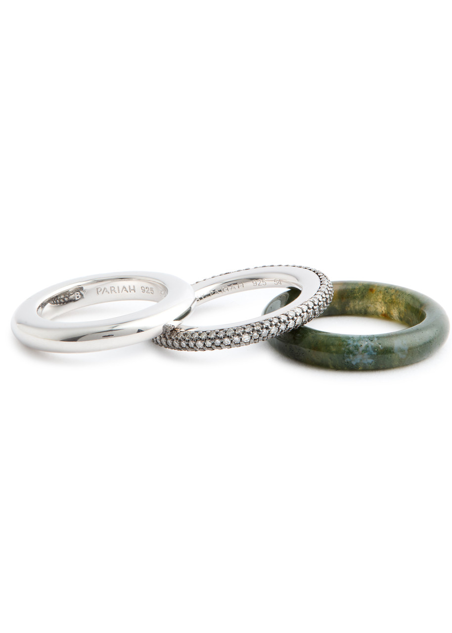By Pariah Aurea Stack Rings In Silver