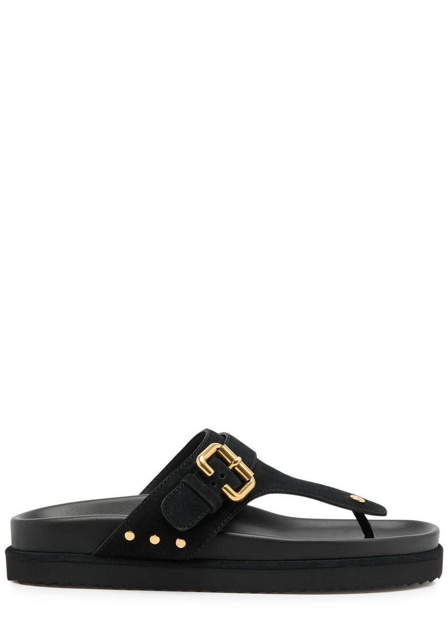 Chloe Nil Suede Thong Sandals - Black - 39 (IT39 / UK6)