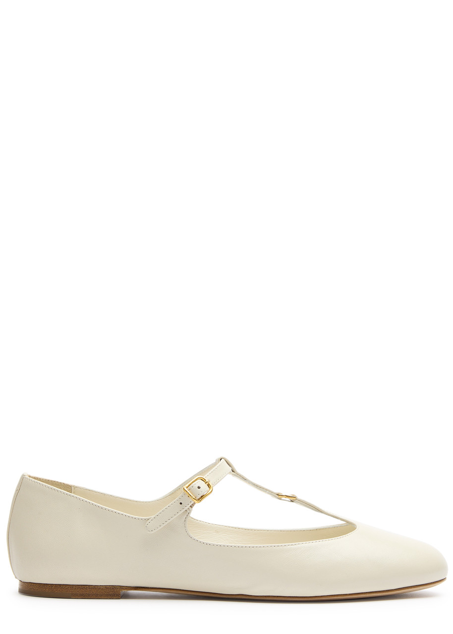 Chloé Marcie Patent Mary Jane Ballerina Flats In Off White