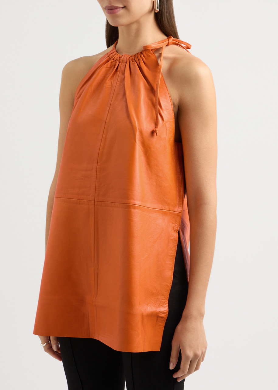Day Birger Et Mikkelsen Amice Sleeveless Leather Top In Orange