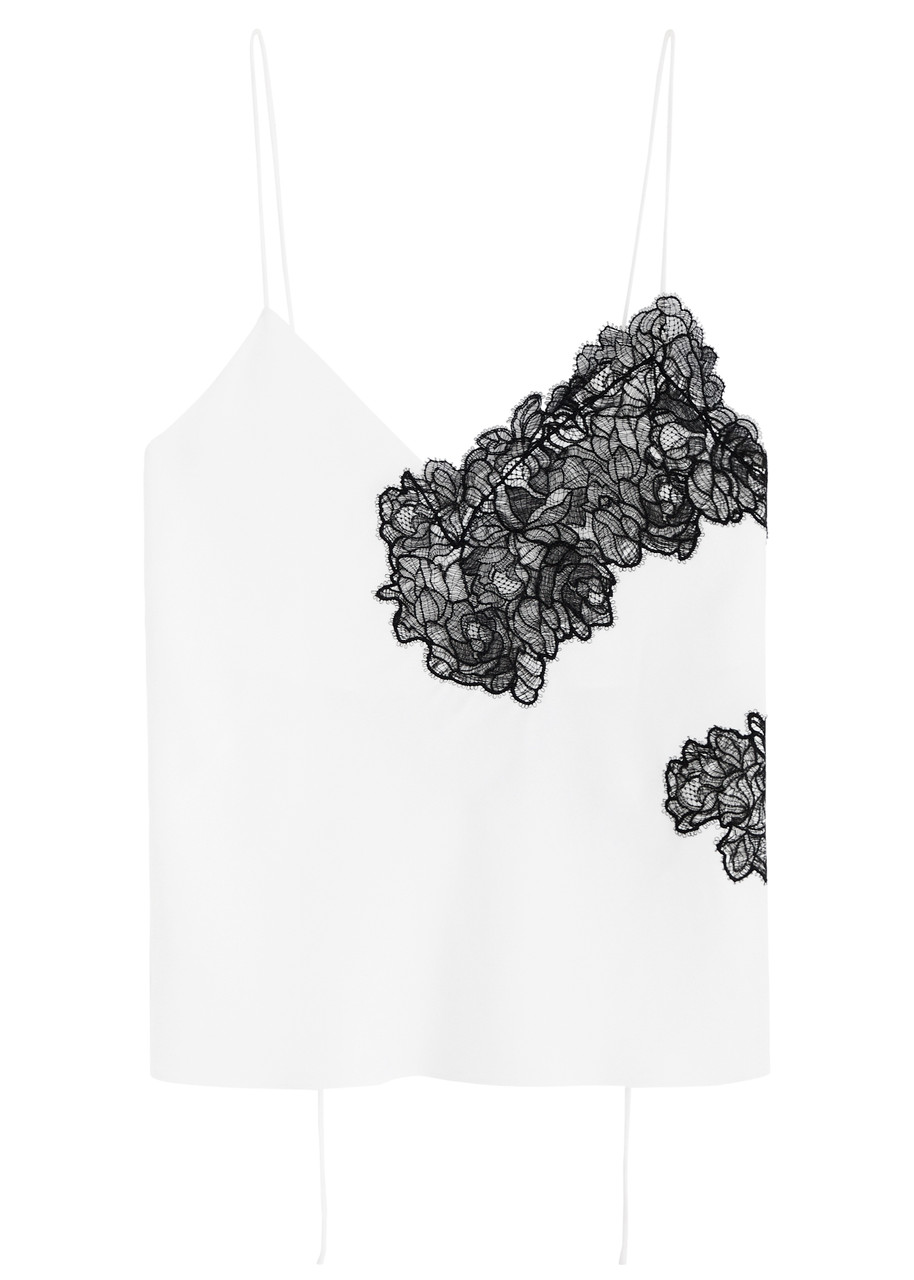 Rohe Lace-panelled Matte Satin Camisole top - White - 38 (UK10 / S)