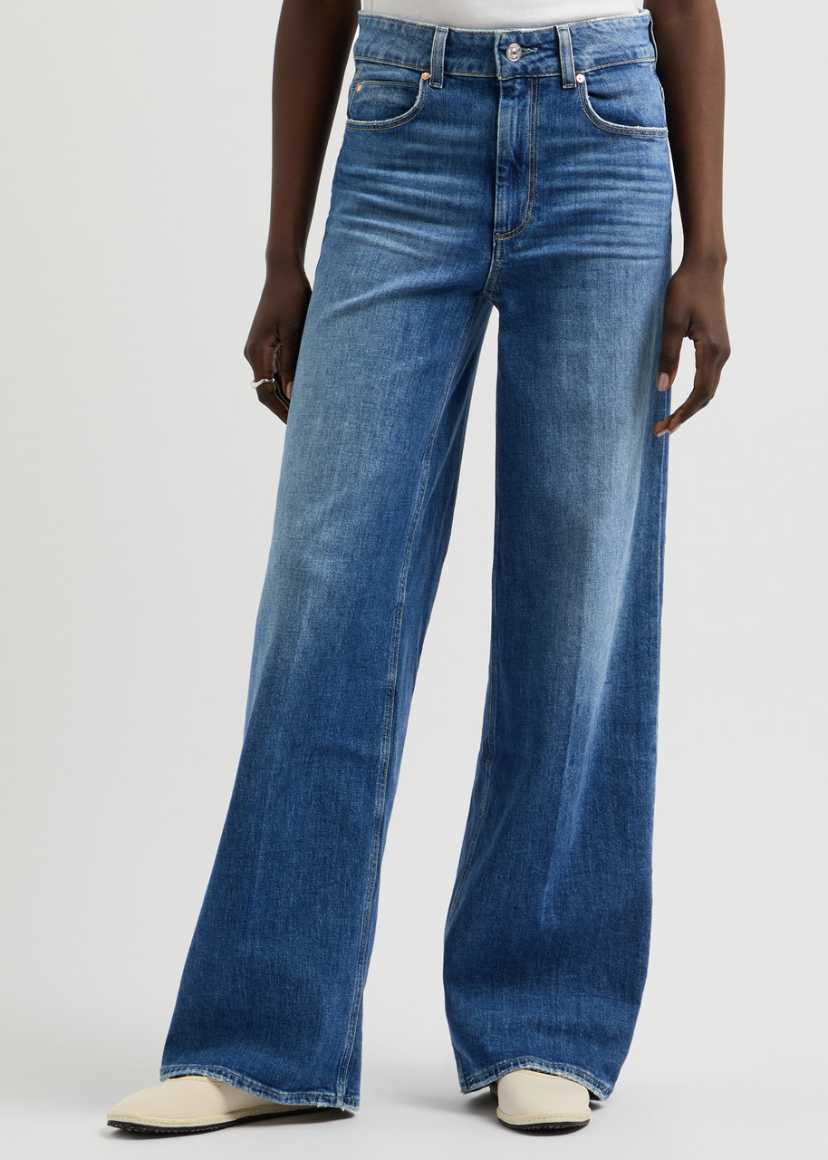 Paige Sasha High-rise Wide-leg Organic Cotton-blend Jeans In Blue