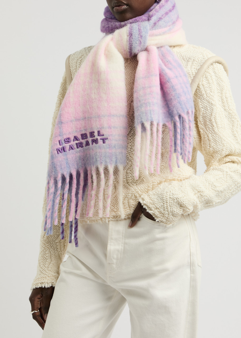 Isabel Marant Firny Checked Alpaca-blend Scarf In Lilac
