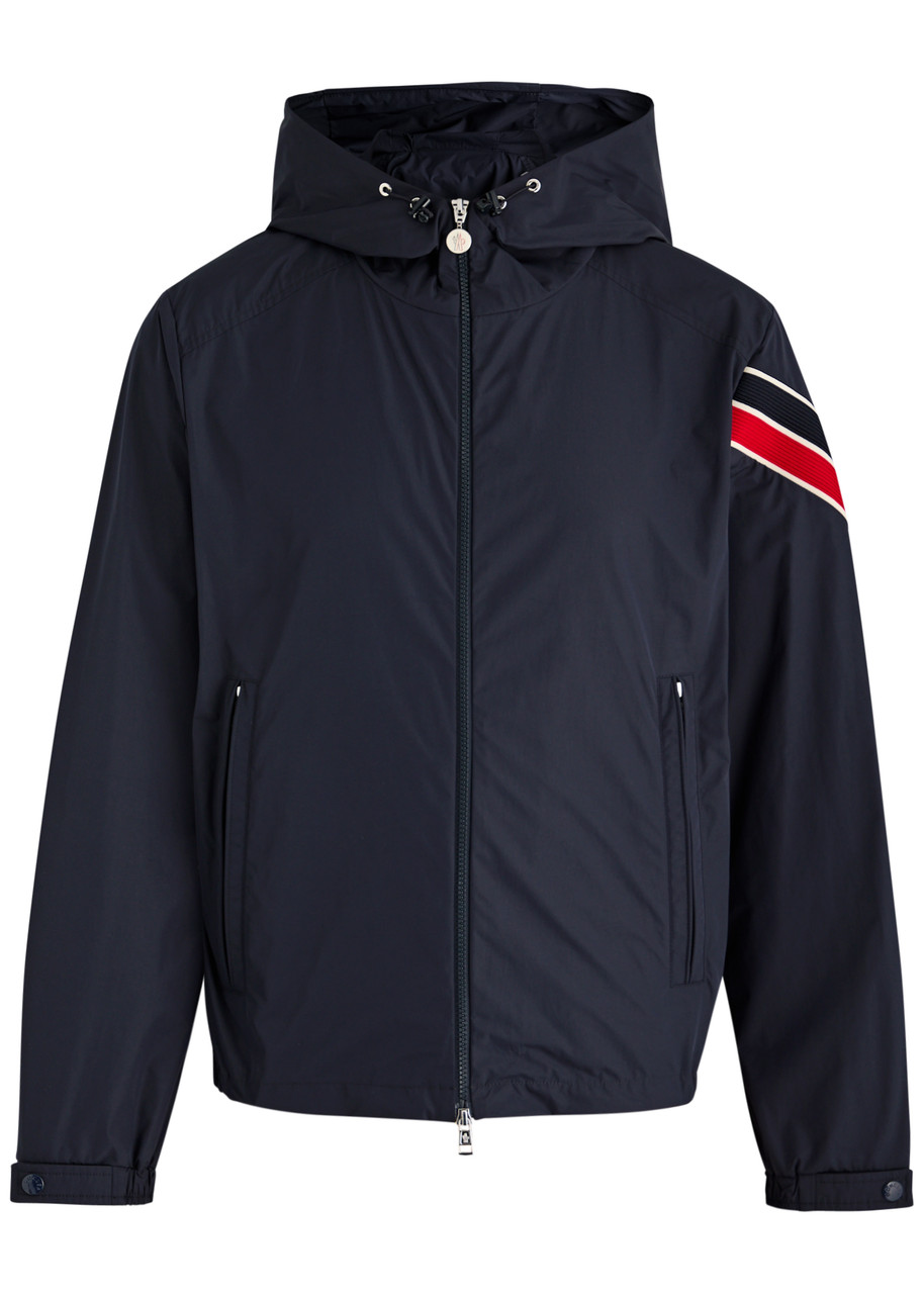 Moncler Stripe-detail Zipped Cardigan In Navy