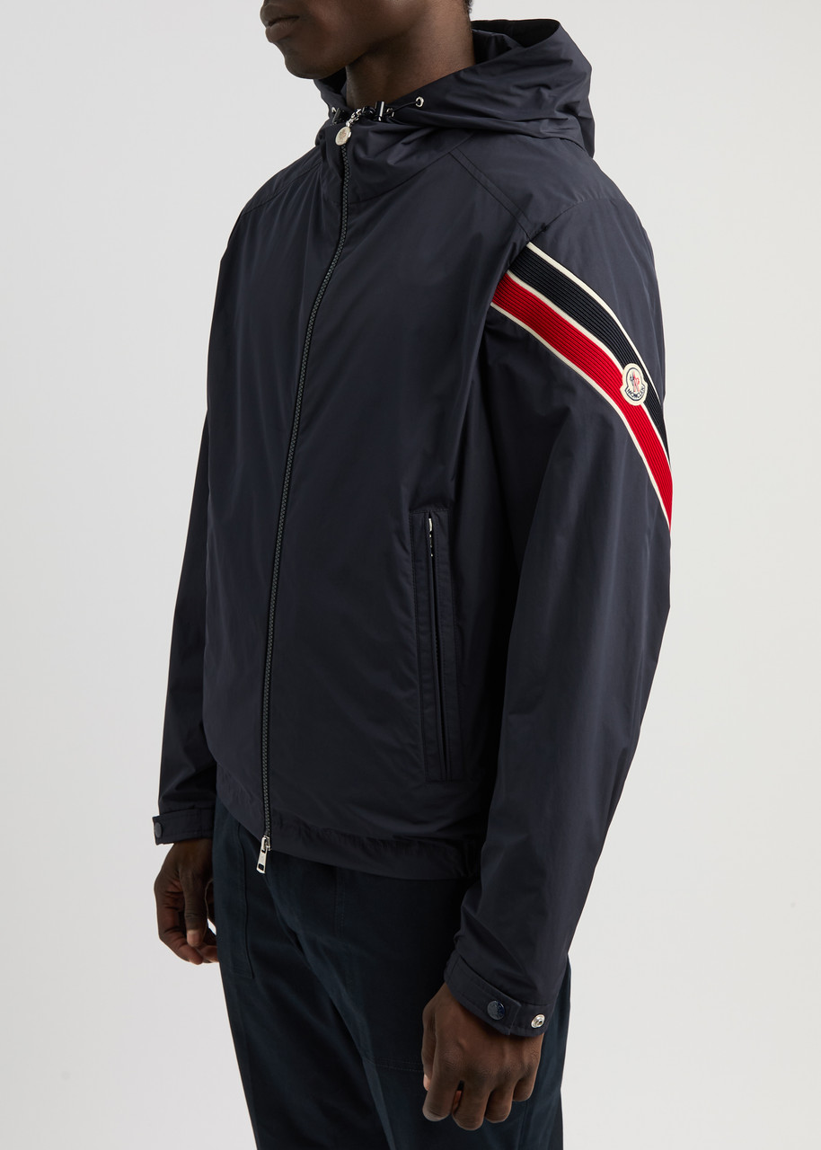 Moncler Stripe-detail Zipped Cardigan In Navy