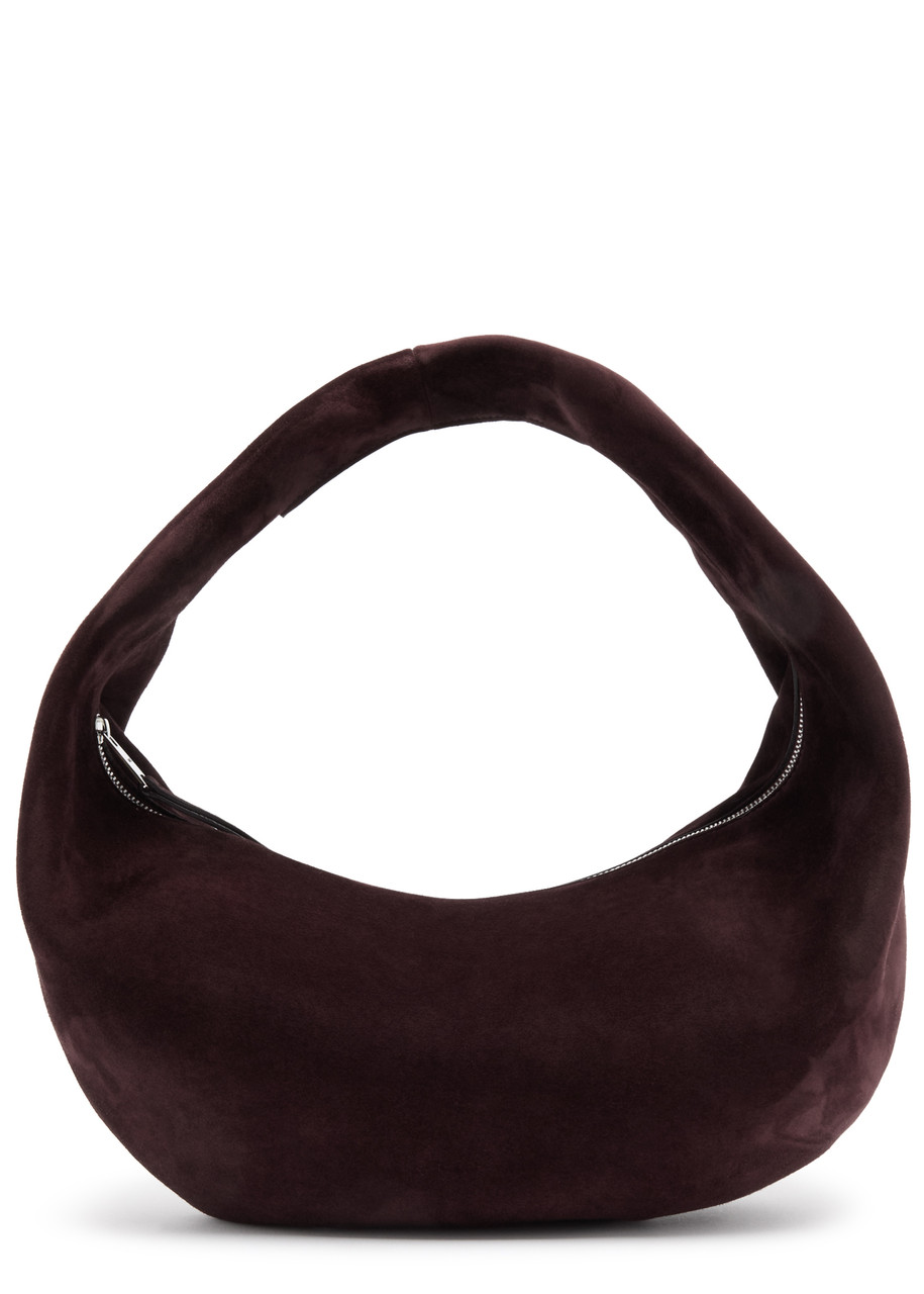 Khaite Olivia Medium Suede Top Handle Bag In Burgundy