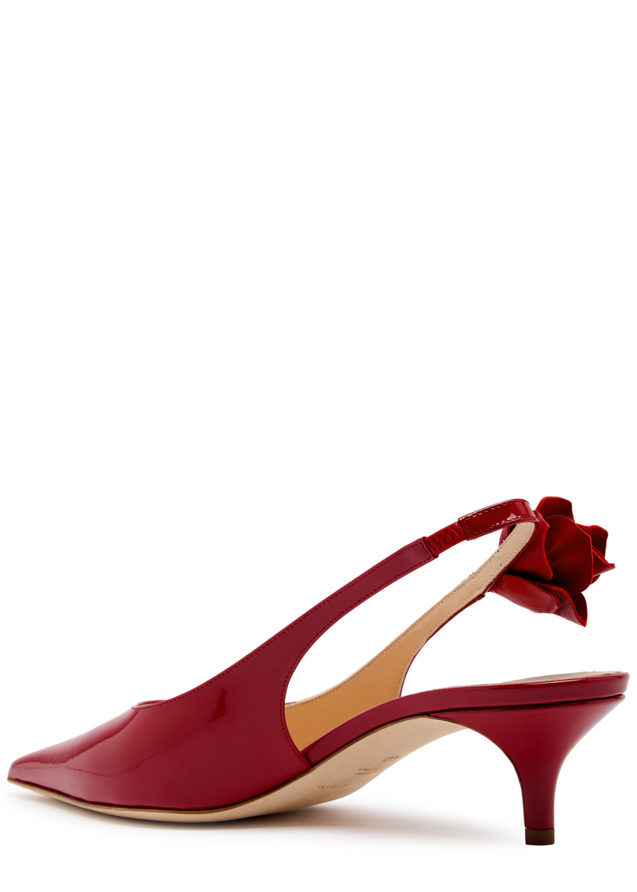 MAGDA BUTRYM MAGDA BUTRYM 50 FLORAL-EMBELLISHED PATENT LEATHER SLINGBACK PUMPS