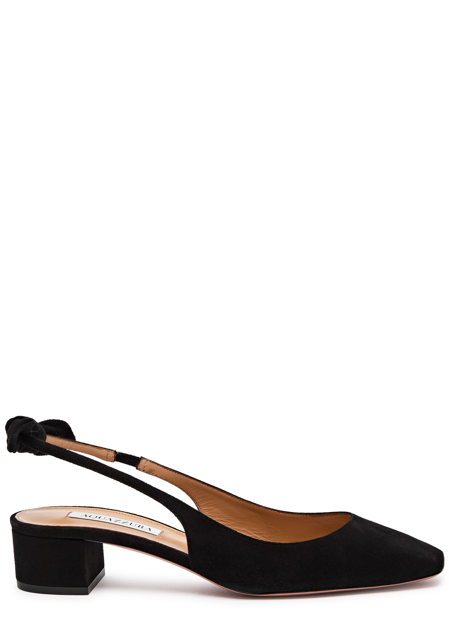 Aquazzura Black Slingback With Bow Detail In Black