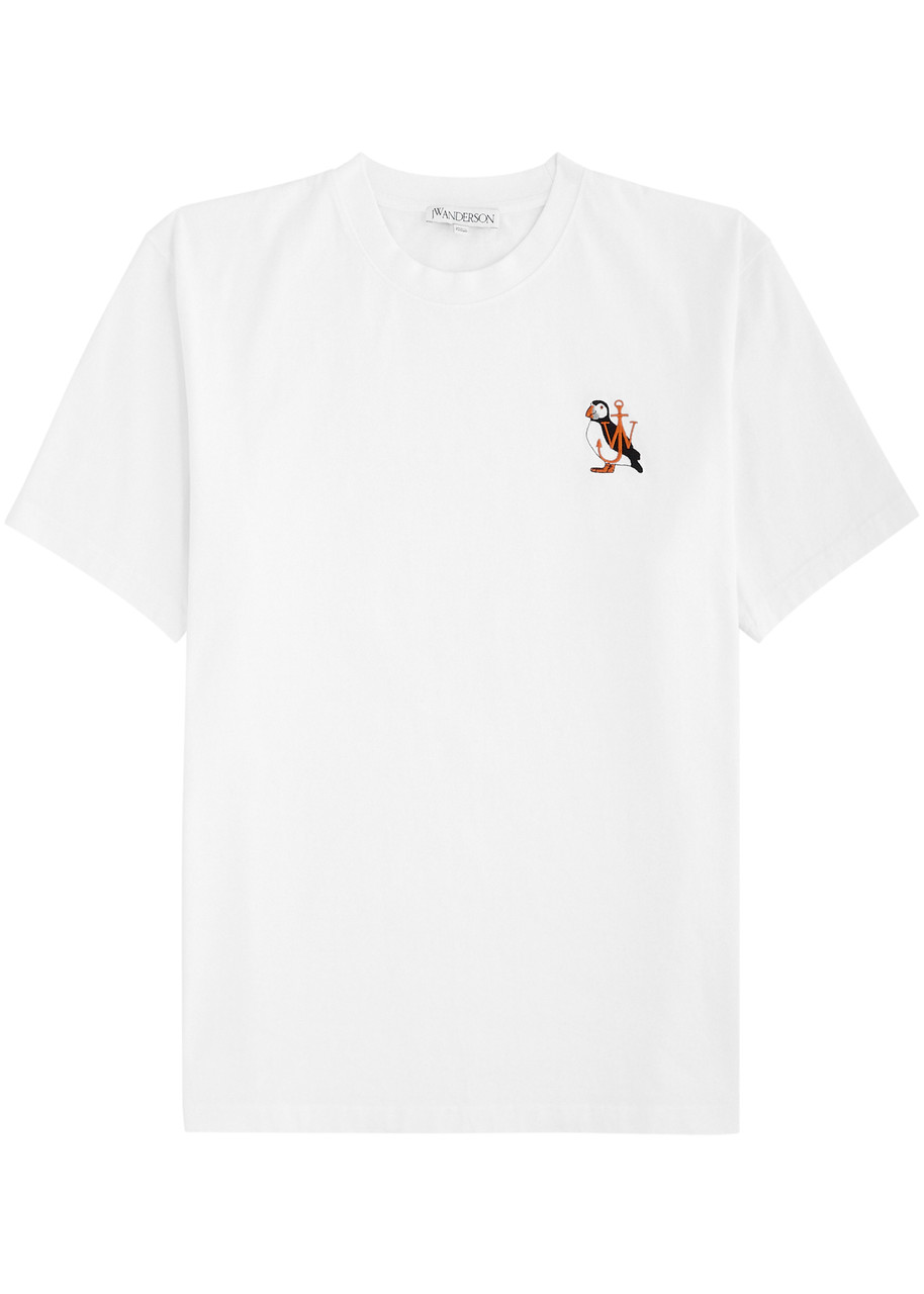JW Anderson Logo-embroidered Cotton T-shirt - White- S