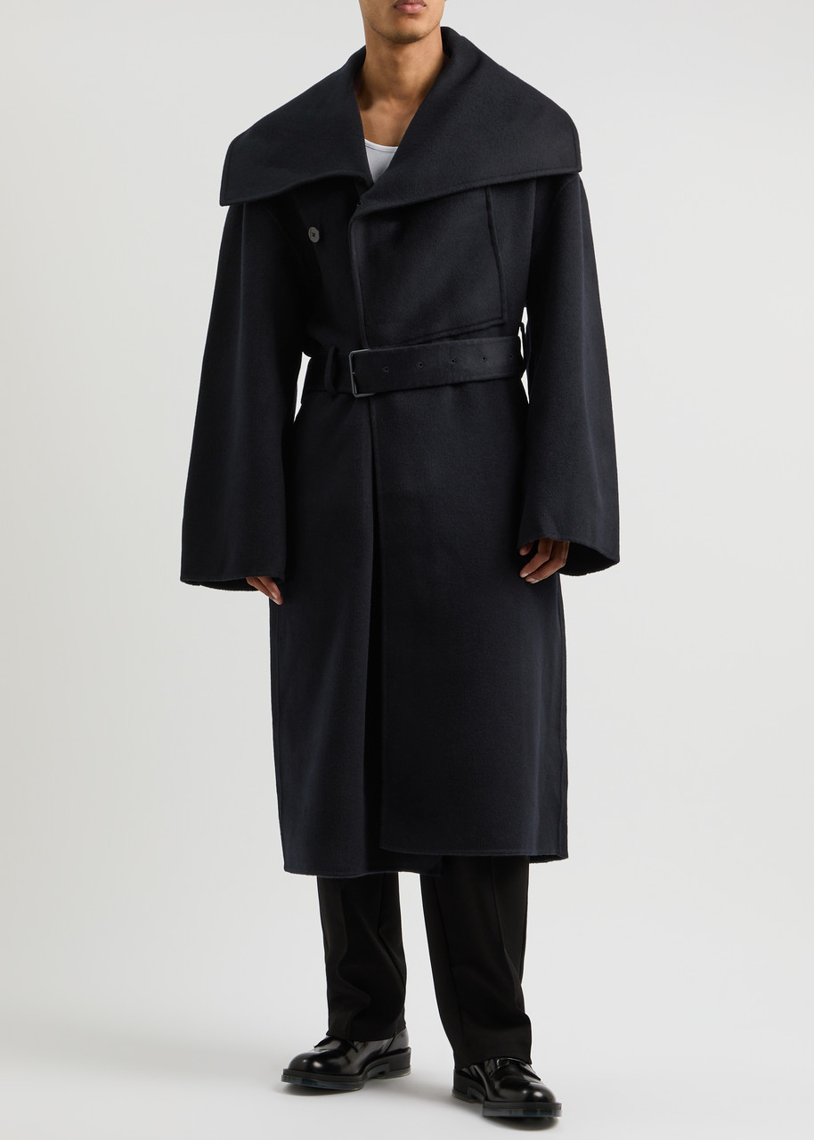  Jw Anderson Belted Wool Coat - Navy - L 