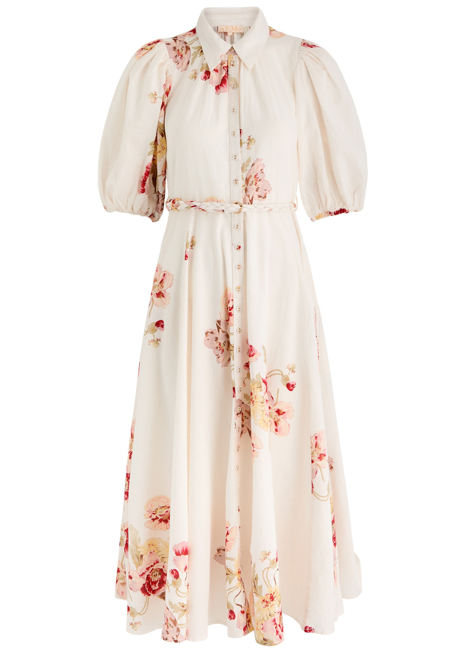 Bytimo Floral-print Cotton-blend Midi Shirt Dress - Pink - S (UK8-10 / S)