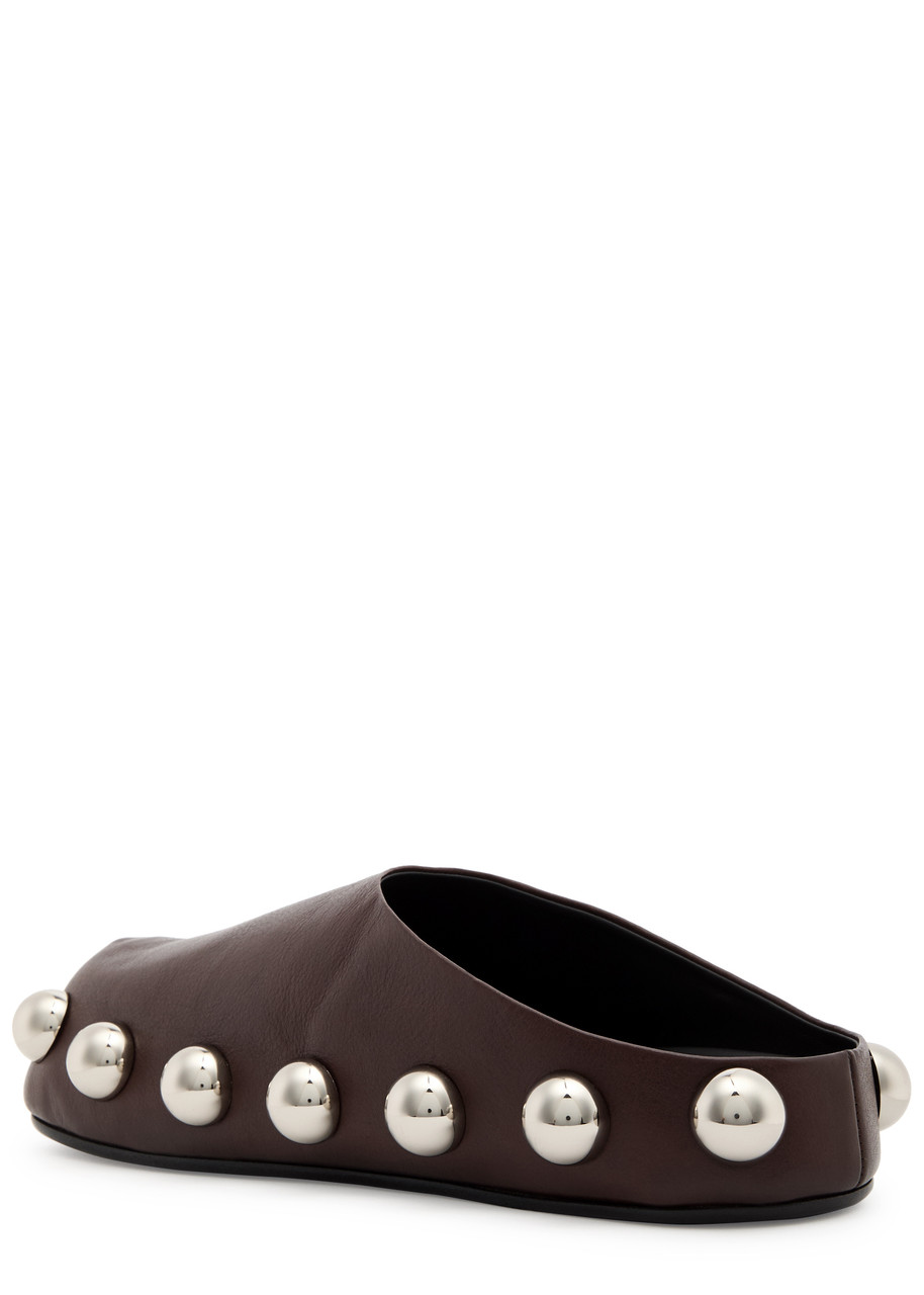 A.w.a.k.e. A.w.a.k.e Mode Gabi Studded Leather Clogs In Brown