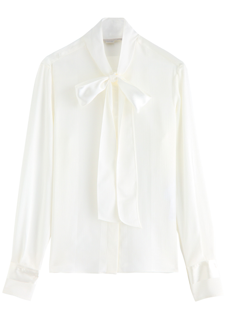 Stella Mccartney Stripe-jacquard Satin Shirt - Natural - 46 (UK14 / L)