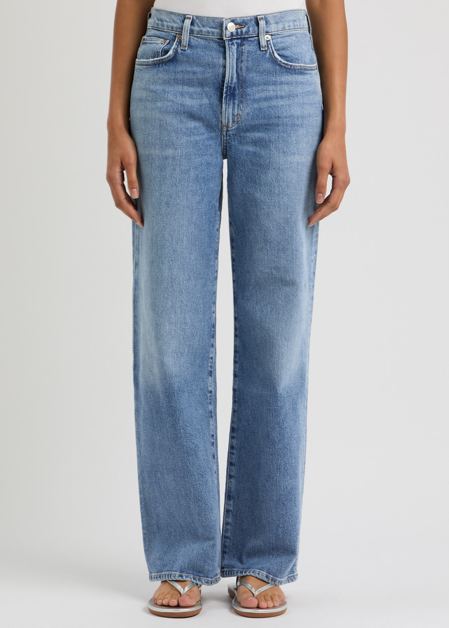 Agolde Light Blue Straight Boyfriend Jeans In Denim In Blue
