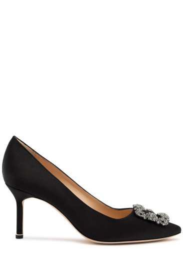MANOLO BLAHNIK Hangisi 75 silk-satin pumps | Harvey Nichols