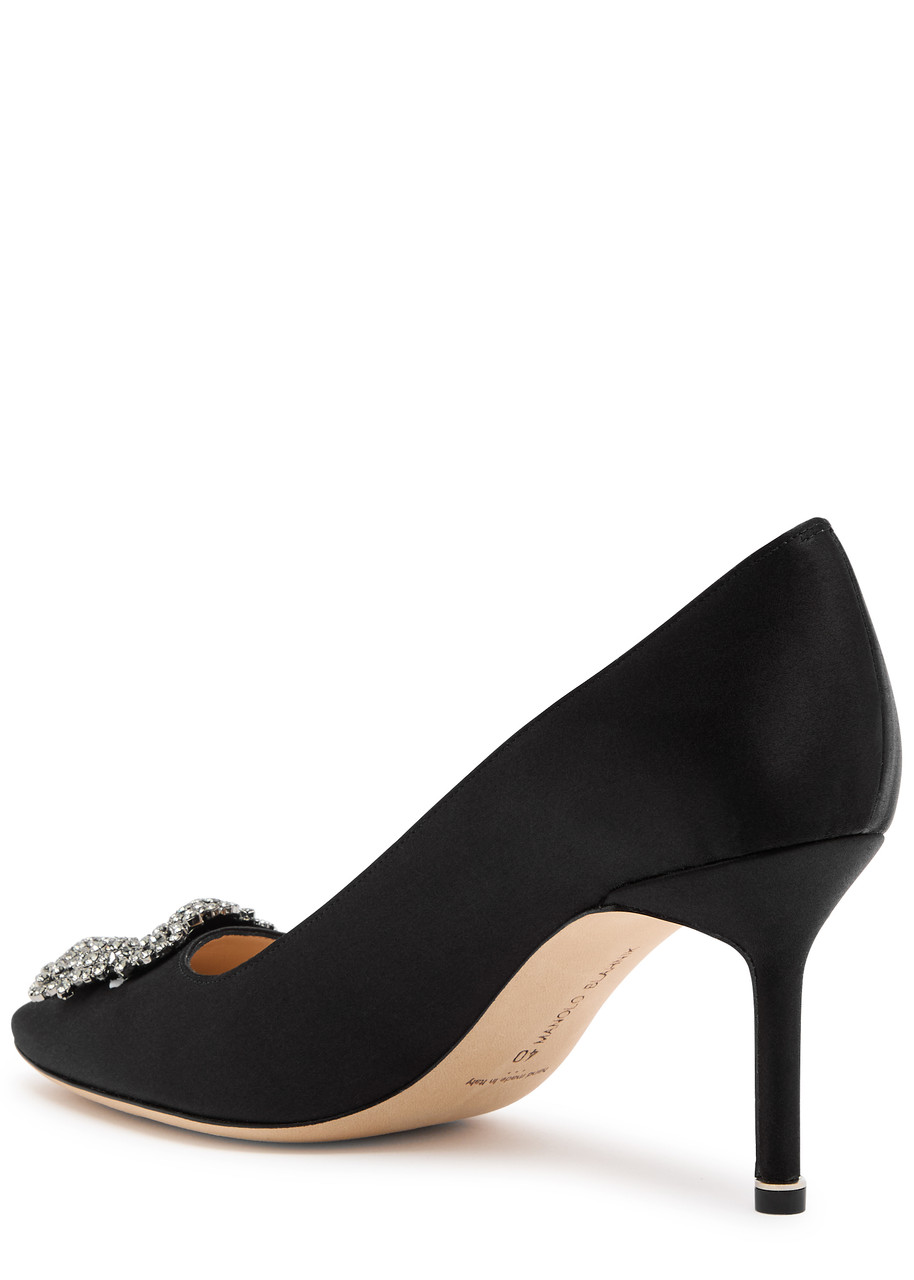 Manolo Blahnik Hangisi 75 Silk-satin Pumps In Black