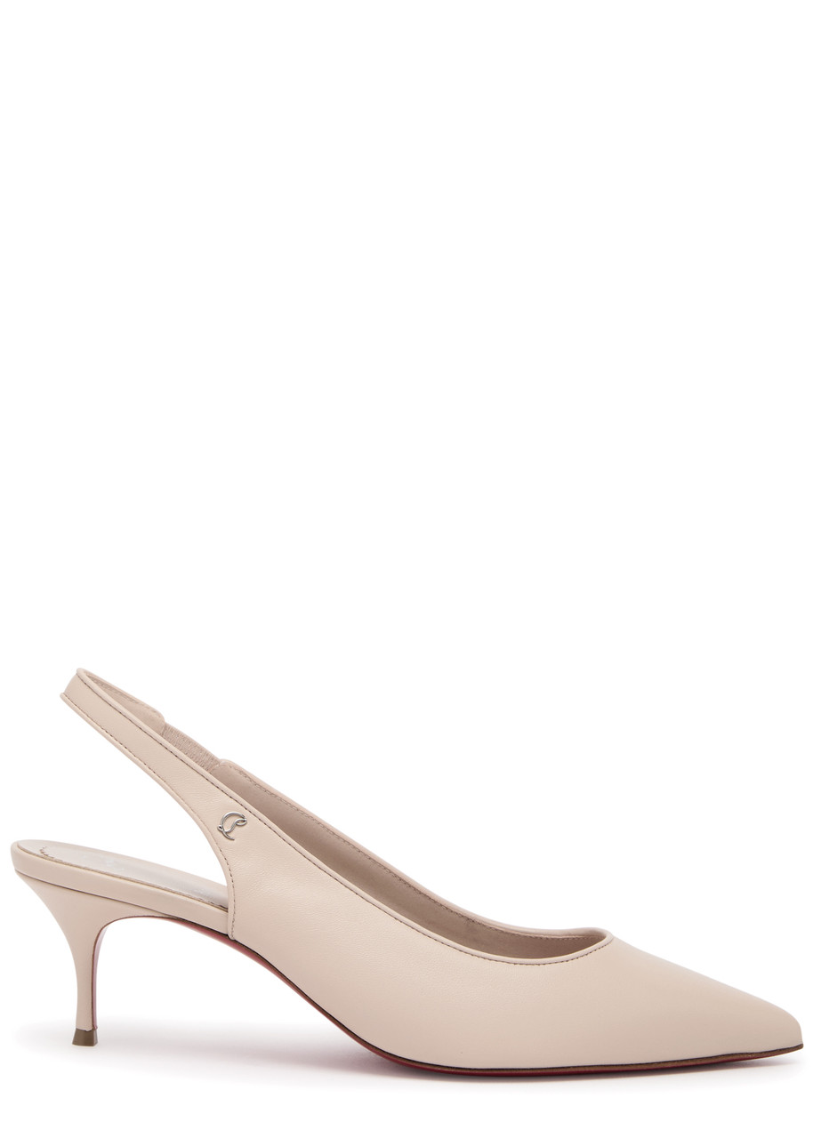 Christian Louboutin Sporty Kate 55 Leather Slingback Pumps - Nude