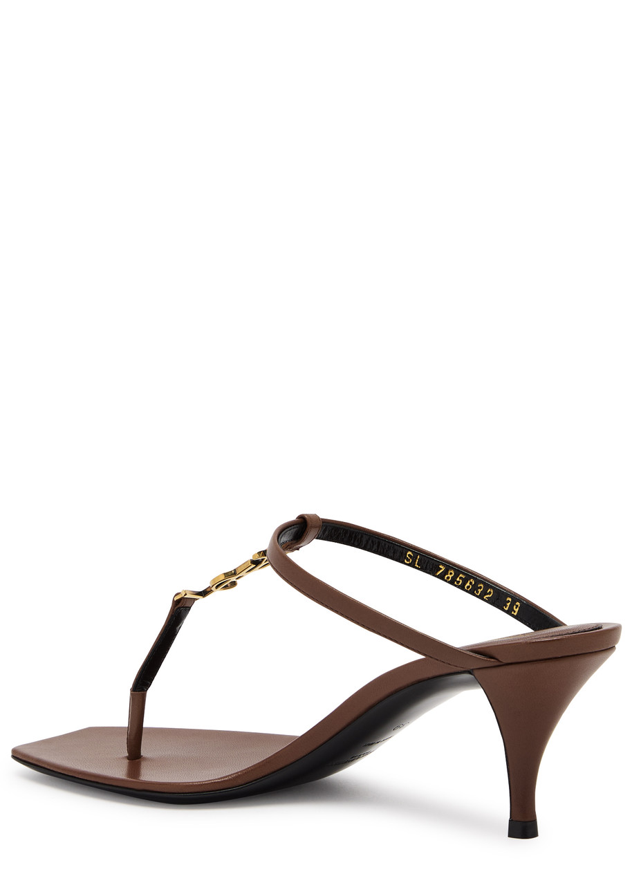 Saint Laurent Cassandra 60 Leather Sandals In Chocolate