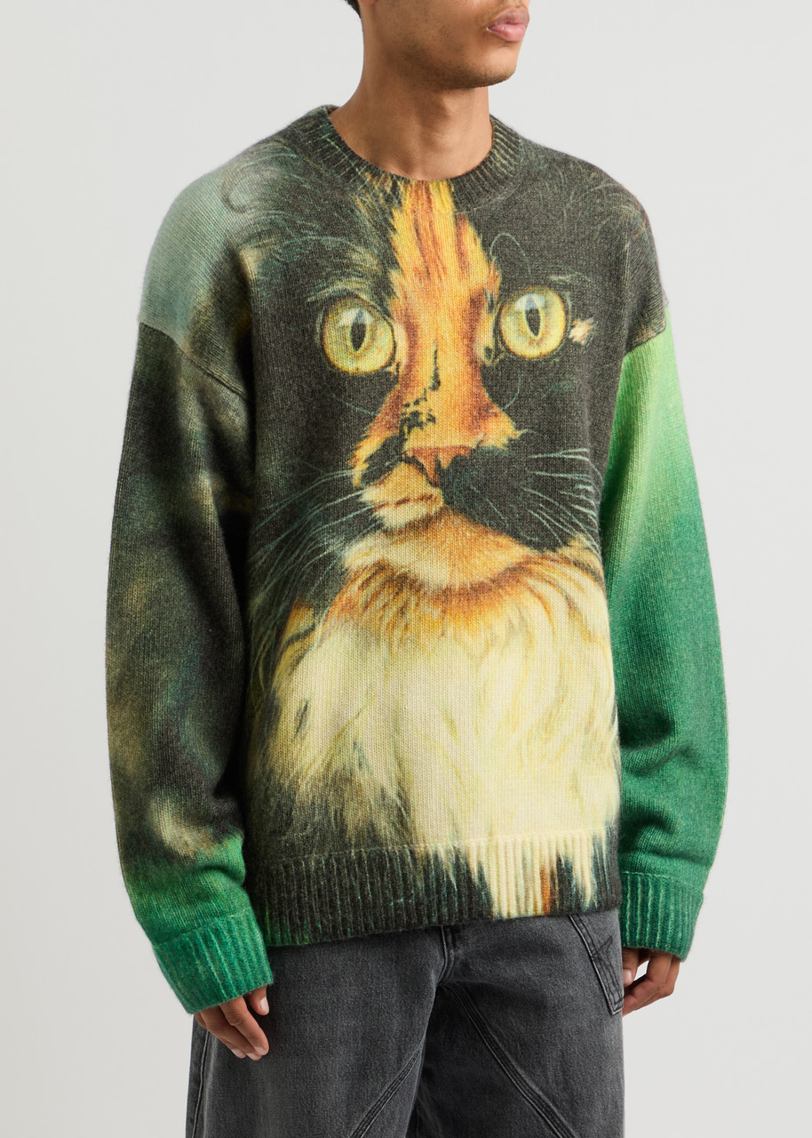 Jw Anderson Multicolor Cat Print Sweater In Multicoloured