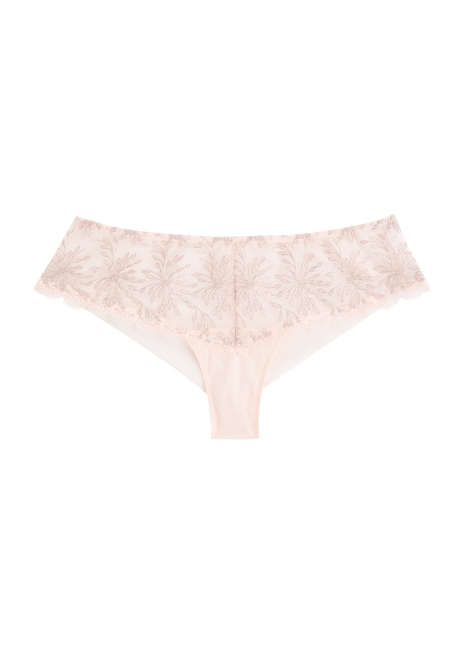 Simone PÉRÈLE Singuliere Embroidered Tulle Briefs - Light Pink - 2 (UK 10 / M)