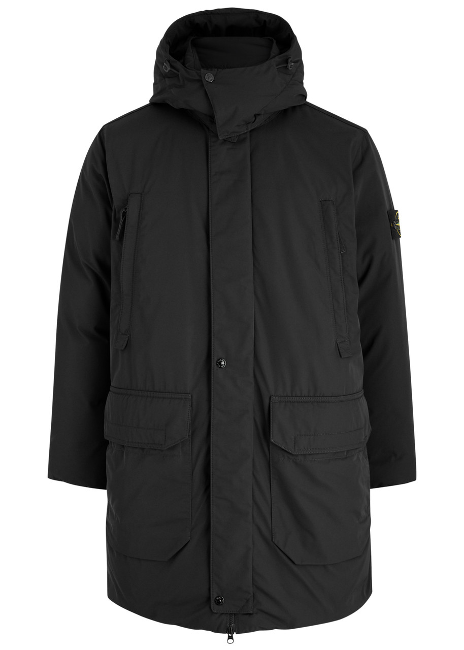 Stone Island Logo Hooded Padded Shell Parka - Black - L